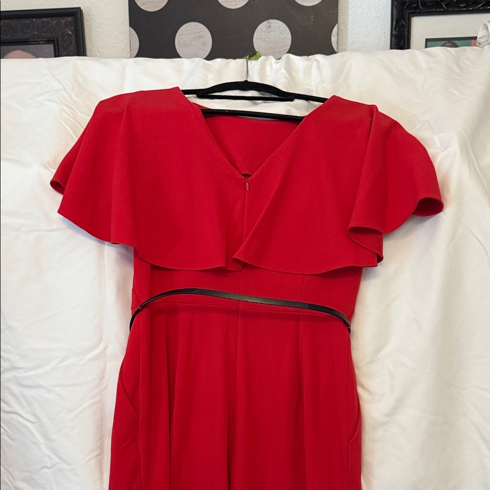 Calvin Klein Collection Red Ruffled Jumpsuit - Picture 4 of 7